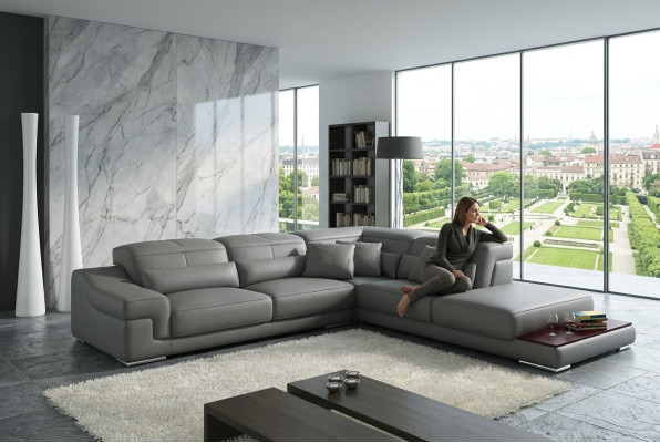 Verstellbare Leder Sitz Polster Eck Couch Sofa Garnitur L Form Sitz Ecke