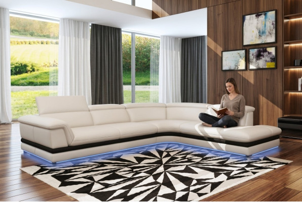 Ledersofa Couch Wohnlandschaft Ecksofa Eck Garnitur Design Modern Sofa 5130