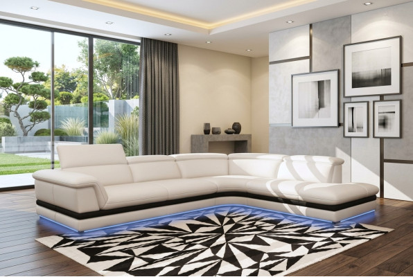 Ledersofa Couch Wohnlandschaft Ecksofa Eck Garnitur Design Modern Sofa 5130