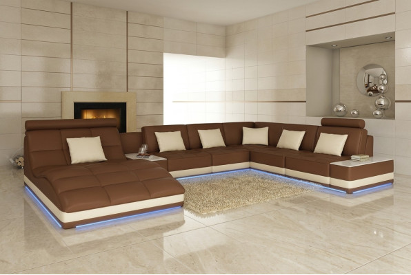 Bix XXL wohnlandschaft sitz eck polster leder garnitur couch u form