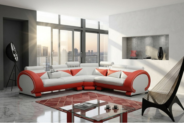 Moderne Ecksofa Couch Polster Sitz Eck Garnitur XXL Big Wohnlandschaft Ecke Neu