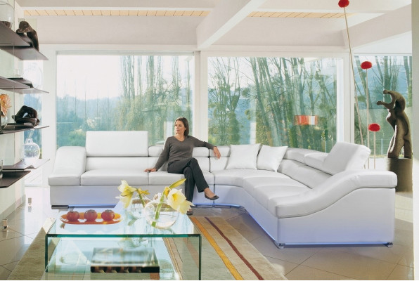 Ledersofa Couch Wohnlandschaft Ecksofa Eck Garnitur Sofa Design Modern