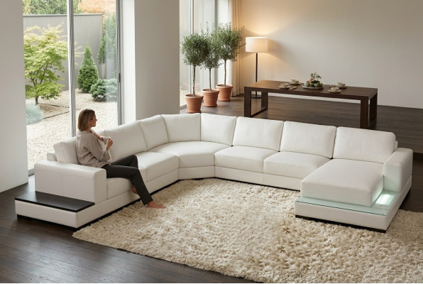 Ledersofa Couch Wohnlandschaft Ecksofa Eck Garnitur Design Modern Sofa A1127 neu