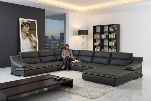Ledersofa Couch Wohnlandschaft Ecksofa Eck Garnitur Design Modern Sofa