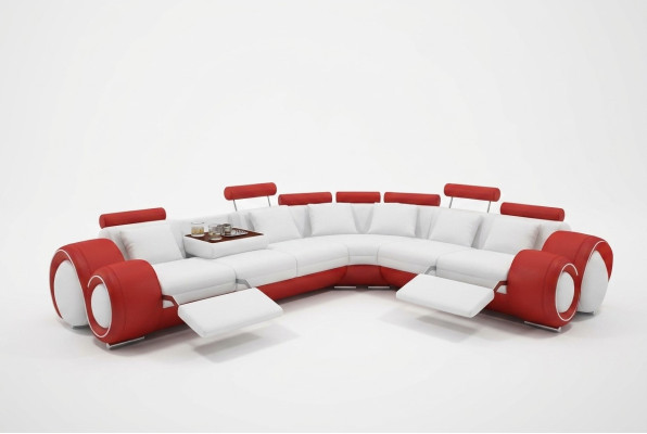 Ledersofa Couch Wohnlandschaft Ecksofa Eck Garnitur Design Modern Sofa A1163