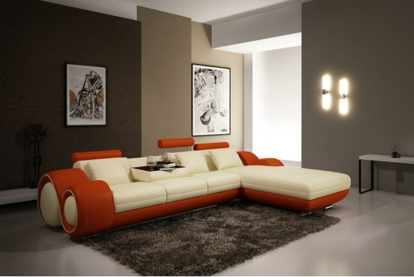 Ledersofa Couch Wohnlandschaft Ecksofa Eck Garnitur Design Modern Sofa A1163E