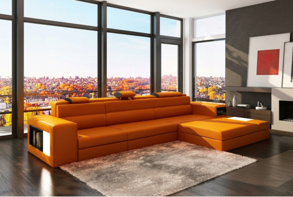 Ledersofa Couch Wohnlandschaft Ecksofa Eck Garnitur Design Modern Sofa B2006B