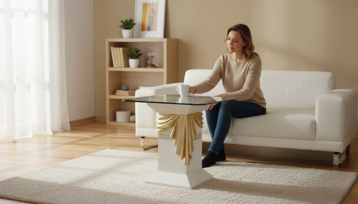 Beistelltisch Medusa Römische Säule Säulen Tisch Glas Couch Sofa Tische Couchen