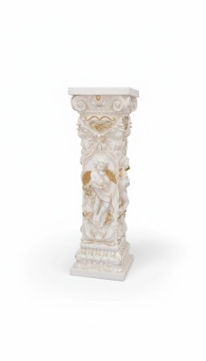 Design Säule mit Amorette 100 cm Figuren Säulen Sockel Blumen Ständer Statue Neu