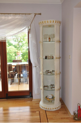 Vitrine Bar Eck Regal Glas Amphore Bodenfase Säule Schrank Vitrinen Regale 1860