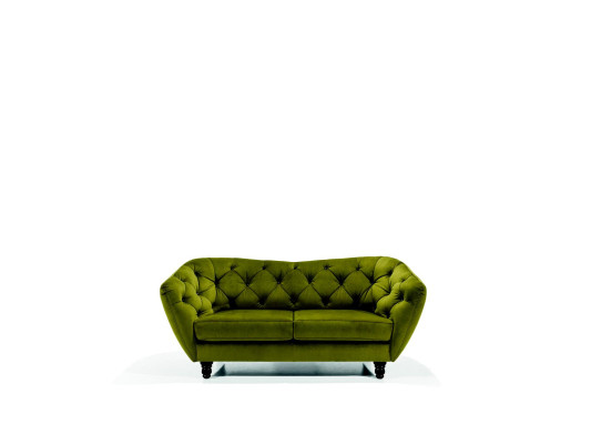 Dreisitzer Sofa mit luxuriöser Chesterfield-Rückenlehne in einem eleganten Grünton