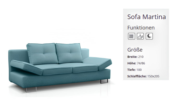 Schlafcouch 3 Sitzer Schlafsofa Bettfunktion Büro Wohnzimmer Couch Sofa Polster