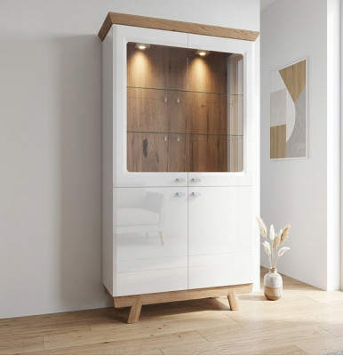 Moderner Vitrinen Schrank Wohnzimmer Hochschrank Hotel Aktenschrank Aspen AS-W2