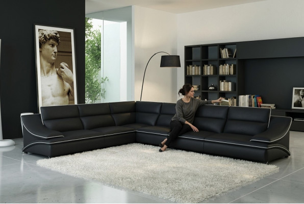 Ledersofa Wohnlandschaft Ecksofa XXL Polster Eck Sitz Couch Garnitur