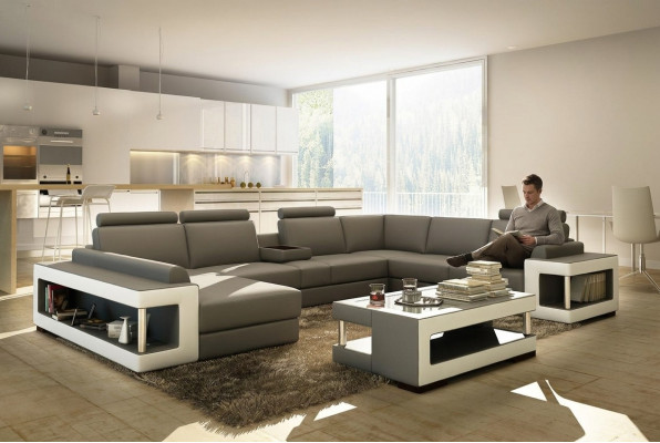 Ledersofa XXL Ecksofa Design Big Sofa Couch Polster Eck Sitz Garnitur