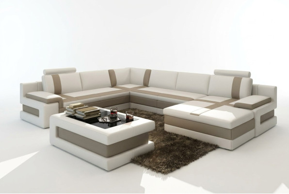 Ledersofa Couch Wohnlandschaft U-Form Design Modern Sofa Eck Sofas