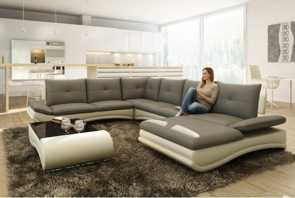 Ledersofa XXL U Form Wohnzimmer Couch Sofa Big Ledercouch Sofas