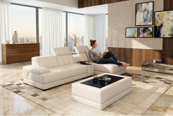 Ledersofa Ecksofa Sofa Couch Polster Eck Garnitur L Form XXL Big Sofas