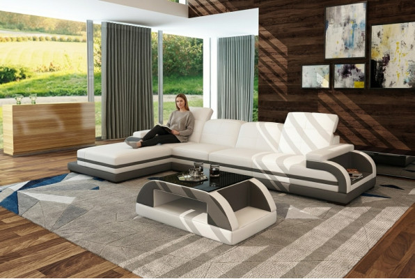 Ledersofa Couch Wohnlandschaft L-Form Design Modern Sofa Ecksofa Sofas