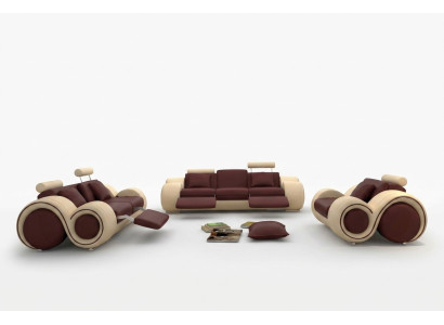 Design Wohnzimmer Polster Set Sofagarnitur Leder Couch Sitz Garnituren
