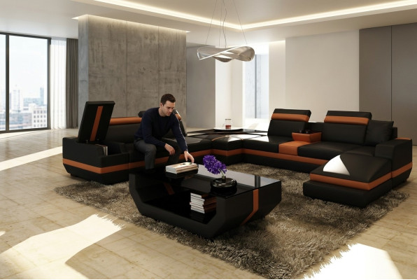 Luxus Couchtische Polser Leder Designer Wohnzimmer Beistelltisch Tisch
