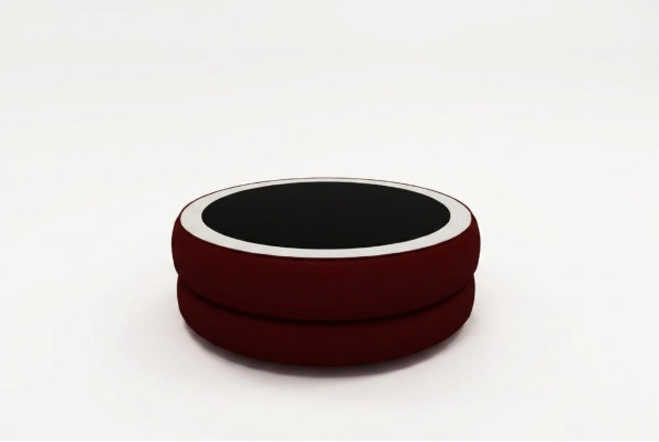 Runder Rund Wonzimmer Glas Tisch Polster Beistell Modern Leder Sofatisch