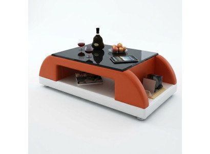 Modern Couch Polster Leder Tisch Wohnzimmer Beistell Glas Tische Kaffee
