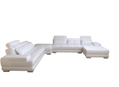 Moderne Design Polster Wohnlandschaft Ledersofa Sofa Couch Sitz