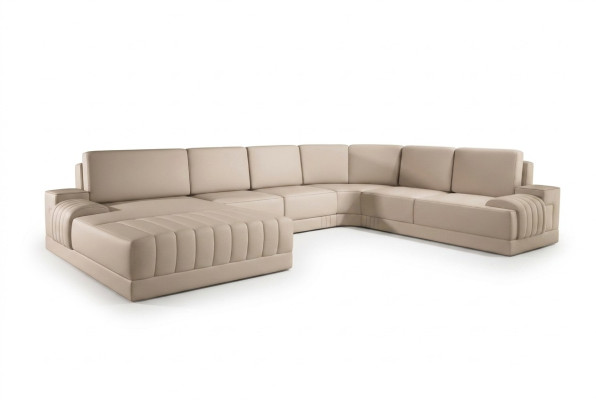 Designer Polster Ledersofa Couch U-Form Modern Wohnlandschaft UForm