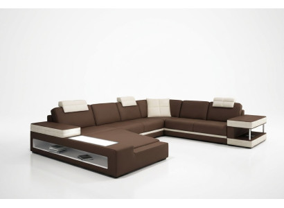 Big XXL Ledersofa Couch Sitz Polster U Form Garnitur Sofas Leder