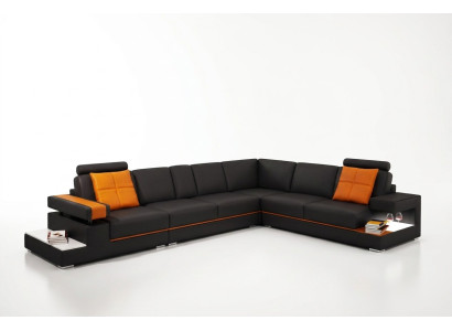 Moderne Wohnzimmer Ecksofa Couch Ledersofa mit Beleuchtung Sofa