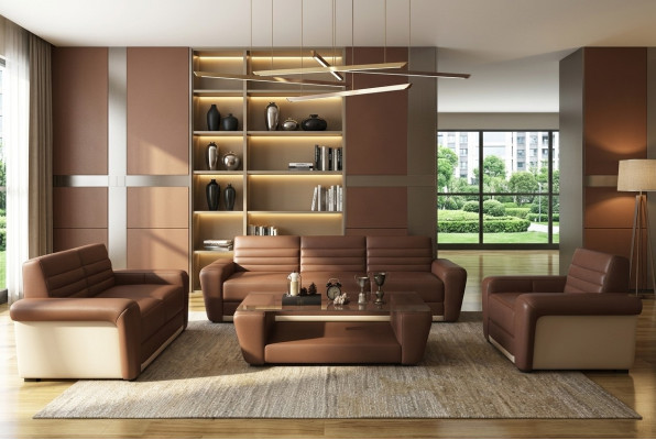 Ledersofa Sofa Couch Polster Sitz Couchen 3+2+1 Komplett Set Moderne