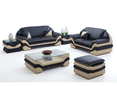 Ledersofa Couch Wohnlandschaft 3+2 Sitzer Design Sofa Klassische Garnitur