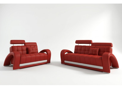 Ledersofa Couch Wohnlandschaft 3+2 Sitzer Design Modern Sofa 2232