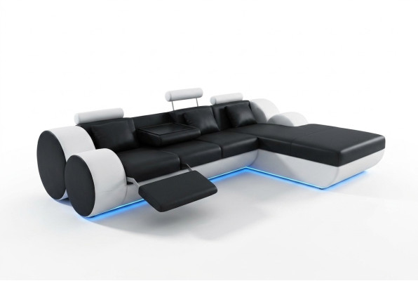 Ledersofa Couch Wohnlandschaft L-Form Design Modern Sofa 3085