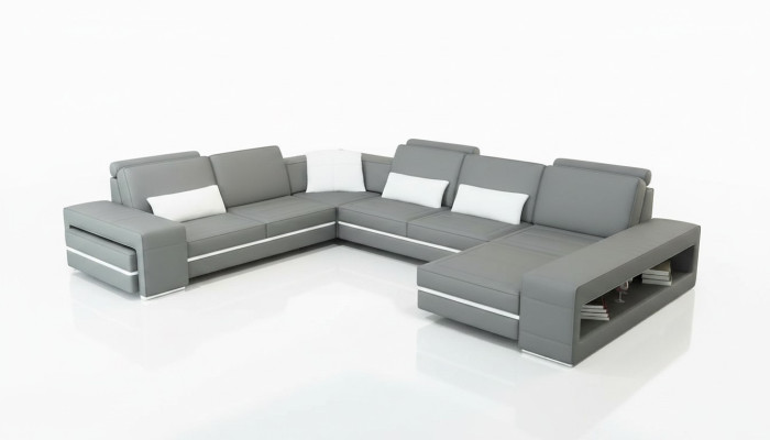 Ledersofa Couch Wohnlandschaft U-Form Design Modern Sofa Eck Dekor Sofas