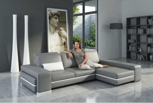 Ledersofa Couch Wohnlandschaft L Form Design Modern Sofa Eck Dekor Sofas
