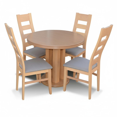 Klassischer Rund Runder Tisch Holz Design Esszimmer Tische 4 Stühle
