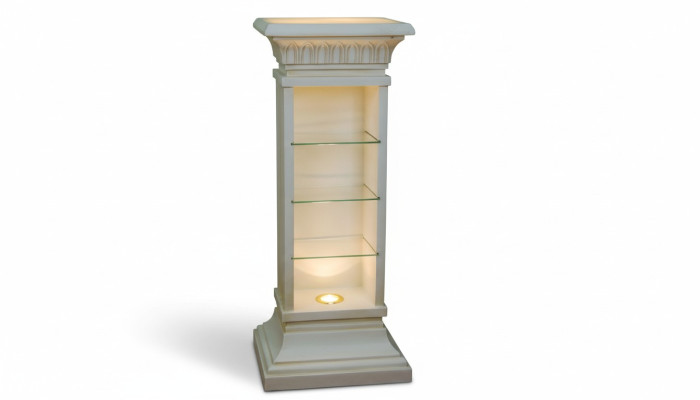 Design Vitrine Regal Glas Säule Vitrinen Regale CD Schrank Lampe 6894 Neu