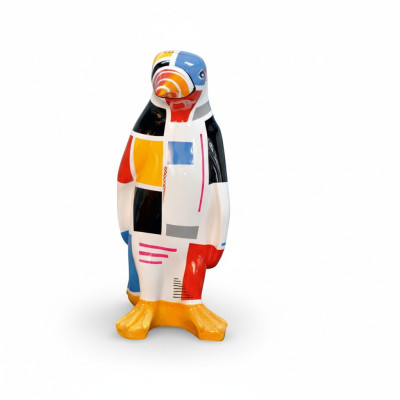 XXL Designer Figur Handarbeit Bemalt Figuren Skulptur Statue Skulpturen Pinguin