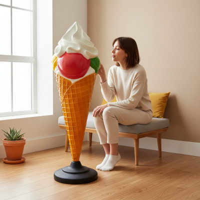 Design Eis Eisdiele Ständer Figur Statue Skulptur Figuren Skulpturen Dekoration