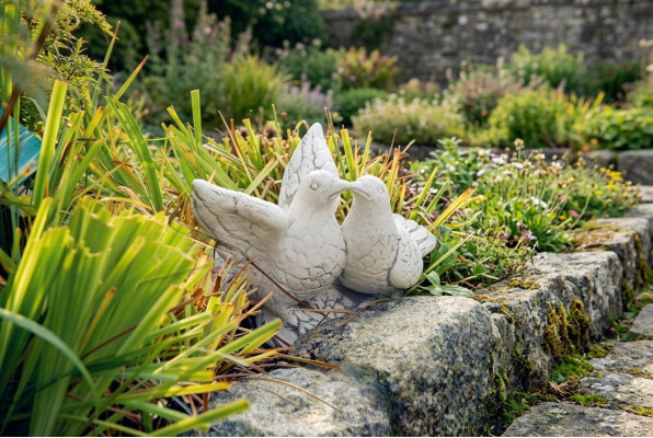 Garten Dekoration Tauben Terrasse Stein Figuren Figur Statue Skulptur
