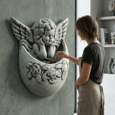 Wandrelief Steinplatte Bild Azteken Engel Antil Relief Steinguss Wand
