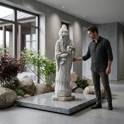 Chinesischer Konfuzius Figur Statue Figuren Skulptur Garten