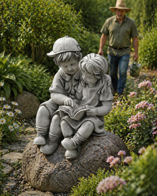 40cm Deko Skulptur Design Figur Statue Garten Figuren Grau Natur Statuen