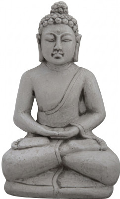 Buddha Skulptur in Steinoptik. Dekorative Große Skulptur für Garten Figur
