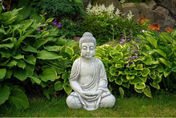 Figur Buddha Skulptur in Steinoptik. Große Skulptur für Dekorative Garten