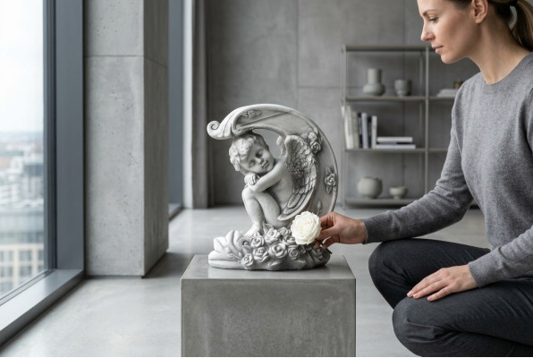 Deko Grabschmuck Grab Stein Dekoration Figur Skulptur Engel Gott Heilig