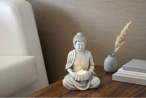 Buddha Skulptur Teelichter Kerze Ständer Große Skulptur Garten