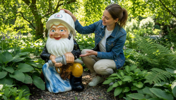 Garten  Zwerg Feuerwehrmann Figur Statue Skulptur Figuren Skulpturen Deko 8813